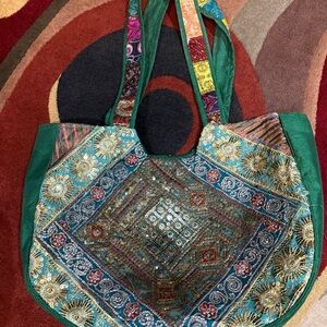 Embroidered Multicolor Tote Bag Boho